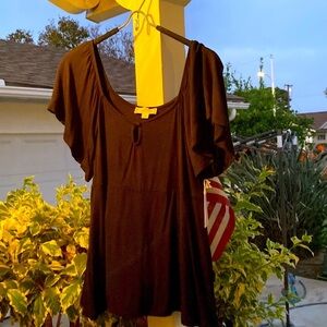 GLITZ WOMEN’S BLACK SHORT SLEEVE TOP TEE SHIRT w/ PEPLUM Size Medium NWT